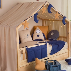 Muslin Canopy | Toddler Bed Canopy | Playroom Decor | Reading Nook Canopy | Space Bed Canopy | Baby Bed Canopy | Kids Bed Curtains