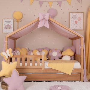 Muslin Canopy | Toddler Bed Canopy | Playroom Decor | Reading Nook Canopy | Princess Bed Canopy | Baby Bed Canopy | Kids Bed Curtains