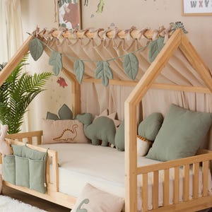 Muslin Canopy | Toddler Bed Canopy | Playroom Decor | Reading Nook Canopy | Dino Bed Canopy | Baby Bed Canopy | Kids Bed Curtains