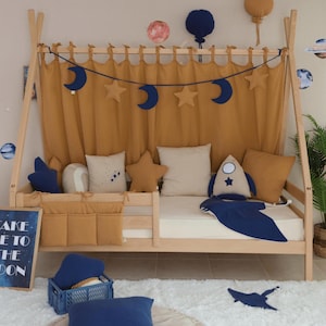 Muslin Canopy | Toddler Bed Canopy | Playroom Decor | Reading Nook Canopy | Space Bed Canopy | Baby Bed Canopy | Kids Bed Curtains