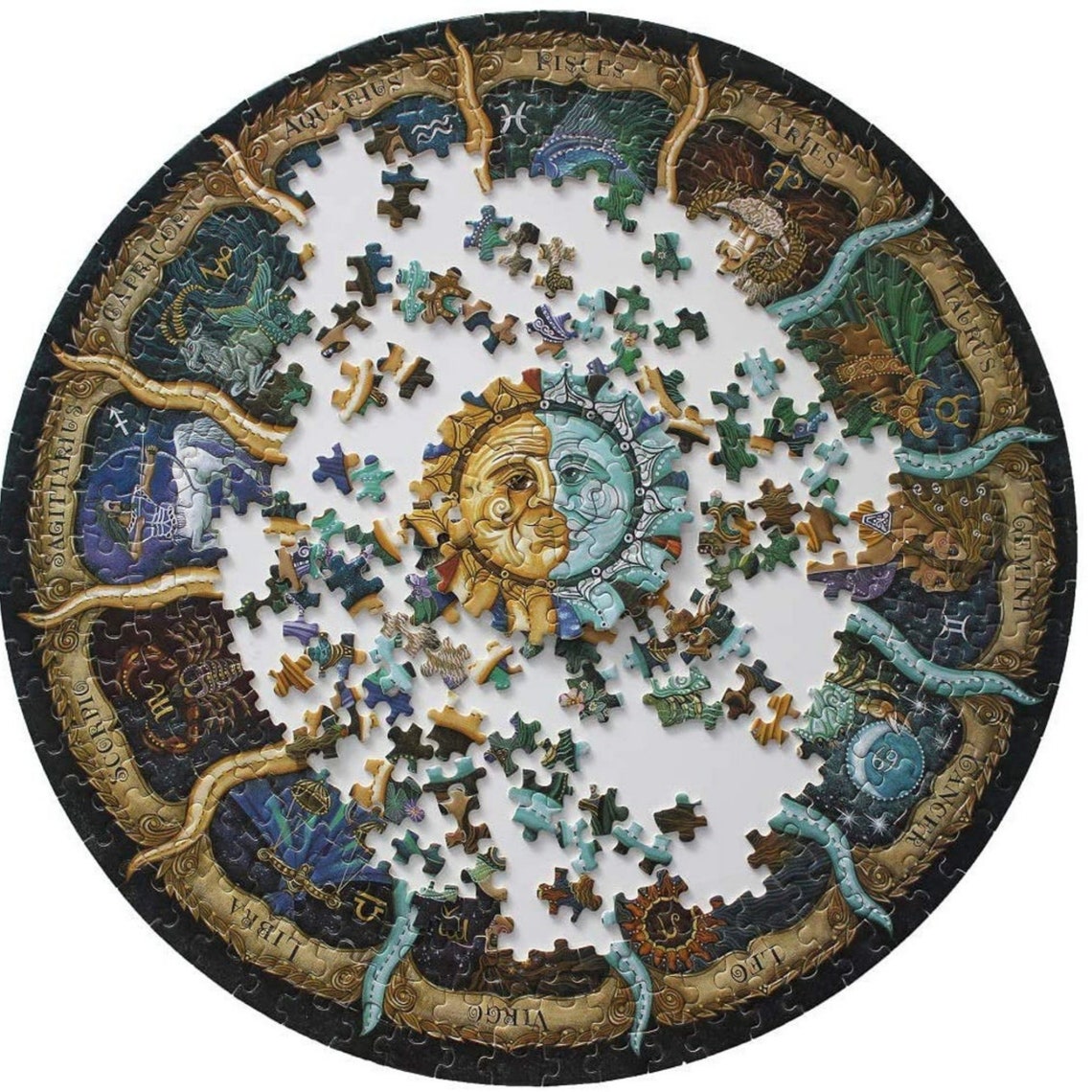 1000 Piece Zodiac Jigsaw Puzzle Round DIY Astrology Horoscope Etsy