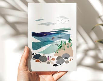 Wild Swimming Art Print – Cold Water Swim Illustration, Outdoor Adventure