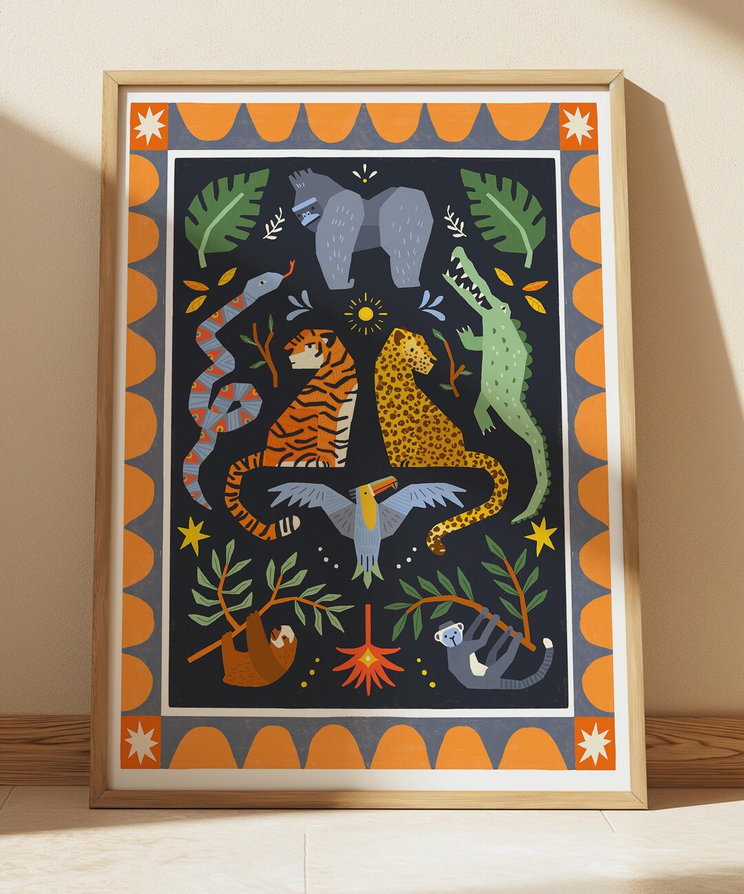 Jungle Animals Art Print – Safari Nursery Wall Art – Kids Room Decor ...