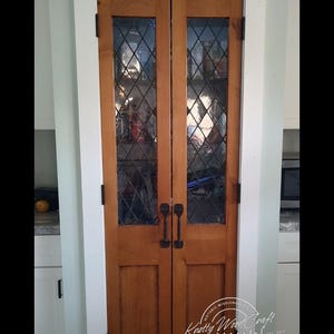 Double  French Kitchen Door with leaded glass- Antique French Door - Farmhouse Pantry Door - French Kitchen Decor-