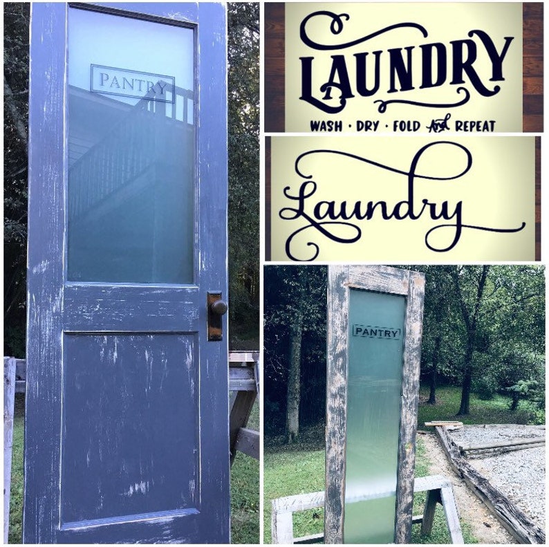 Custom Vintage Laundry Door Pantry Glass Kitchen Frosted