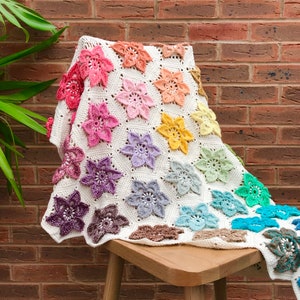 Flower Crochet Baby Blanket Pattern, Summer Joys Scheepjes Stone Washed River Washed Pack Pattern Rainbow Baby Infant Lap Wheelchair Blanket