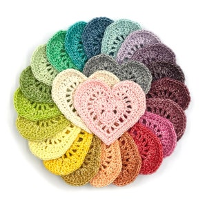 Sweet Little Heart Crochet Pattern, Crochet Heart Applique Embelishment Pattern, Rainbow Baby Hearts Scheepjes Stone Washed Photo Tutorial