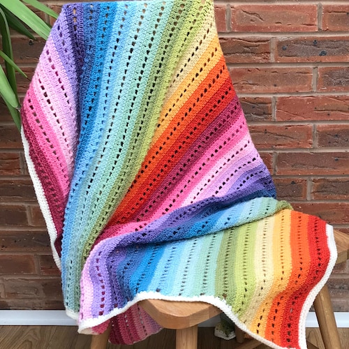 Rainbow Crochet Baby Blanket Pattern Stylecraft Special DK Etsy