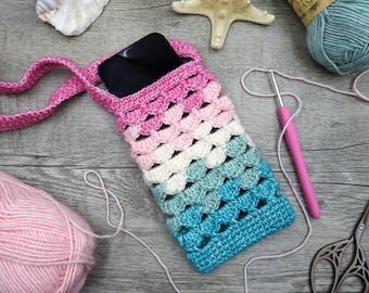 Mermaid Scales Phone Bag Crochet Pattern, Shoulder Crossbody Phone Bag, Girls Accessories Summer Beach Purse, Scheepjes Photo Tutorial