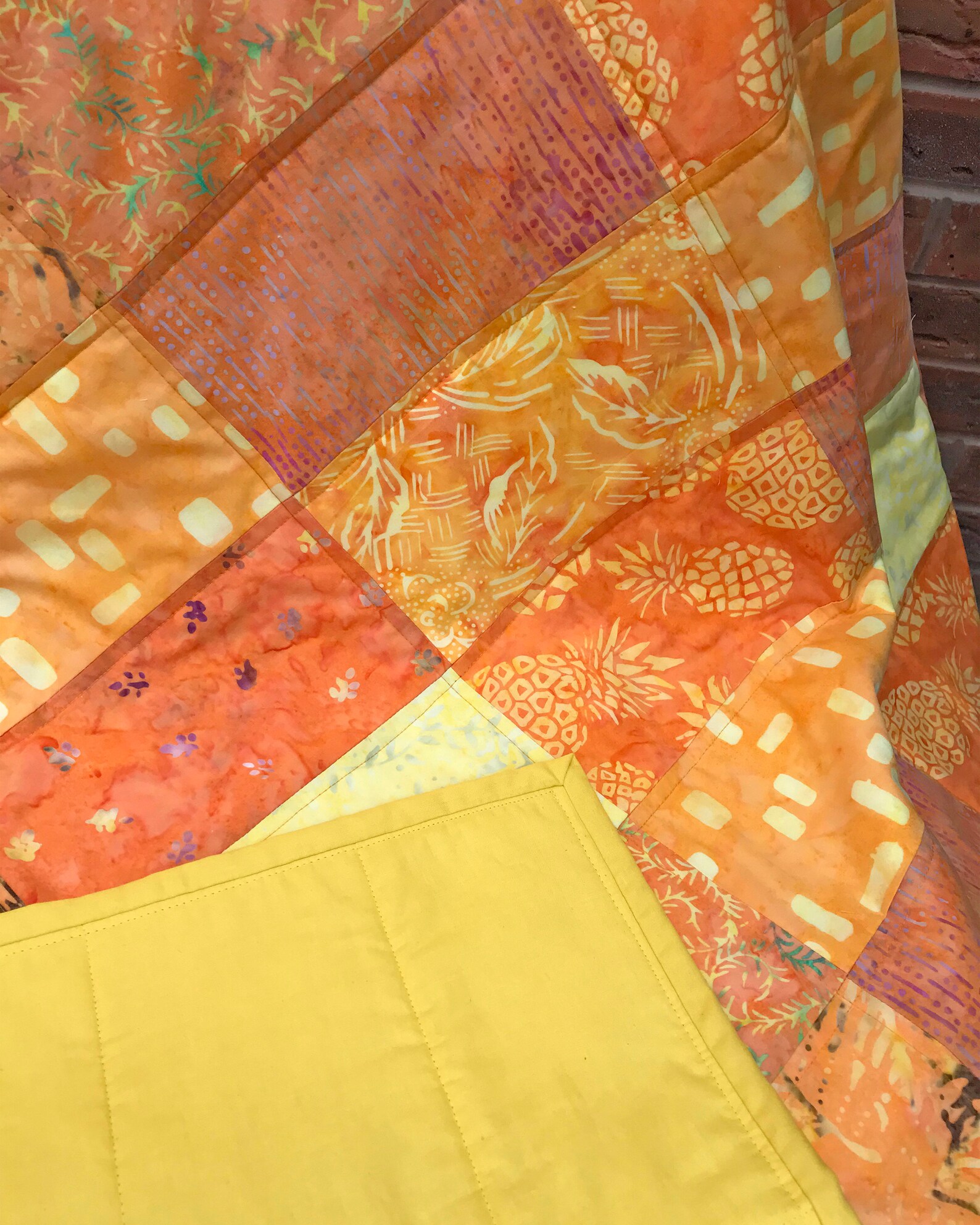 Handmade Quilt Golden Orange and Yellow Patchwork Blanket Etsy