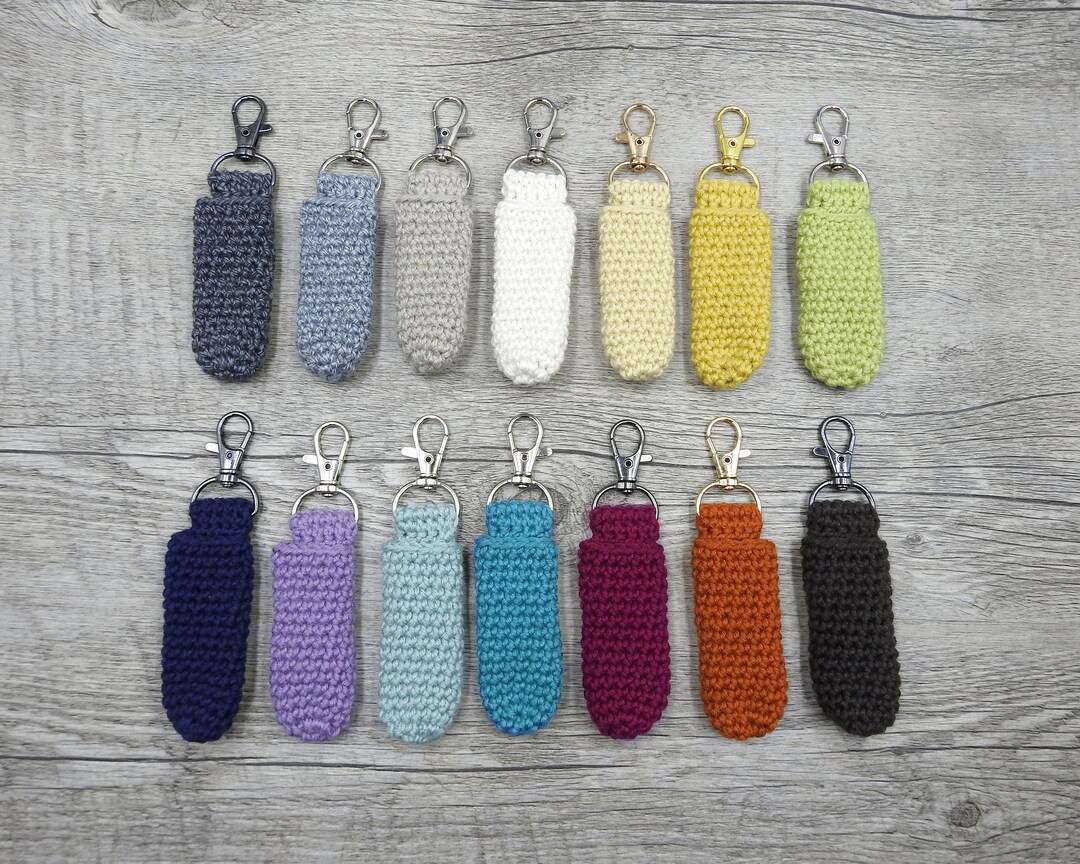 Crochet Lip Balm Keyring Holder, Handmade Lip Balm Cosy Keychain