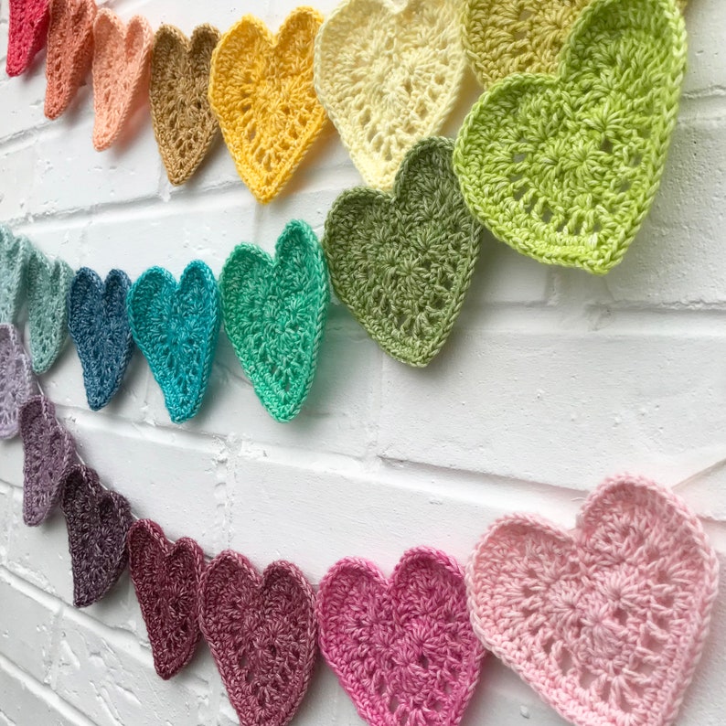 Sweet Little Heart Crochet Pattern, Crochet Heart Applique Embelishment Pattern, Rainbow Baby Hearts Scheepjes Stone Washed Photo Tutorial image 7