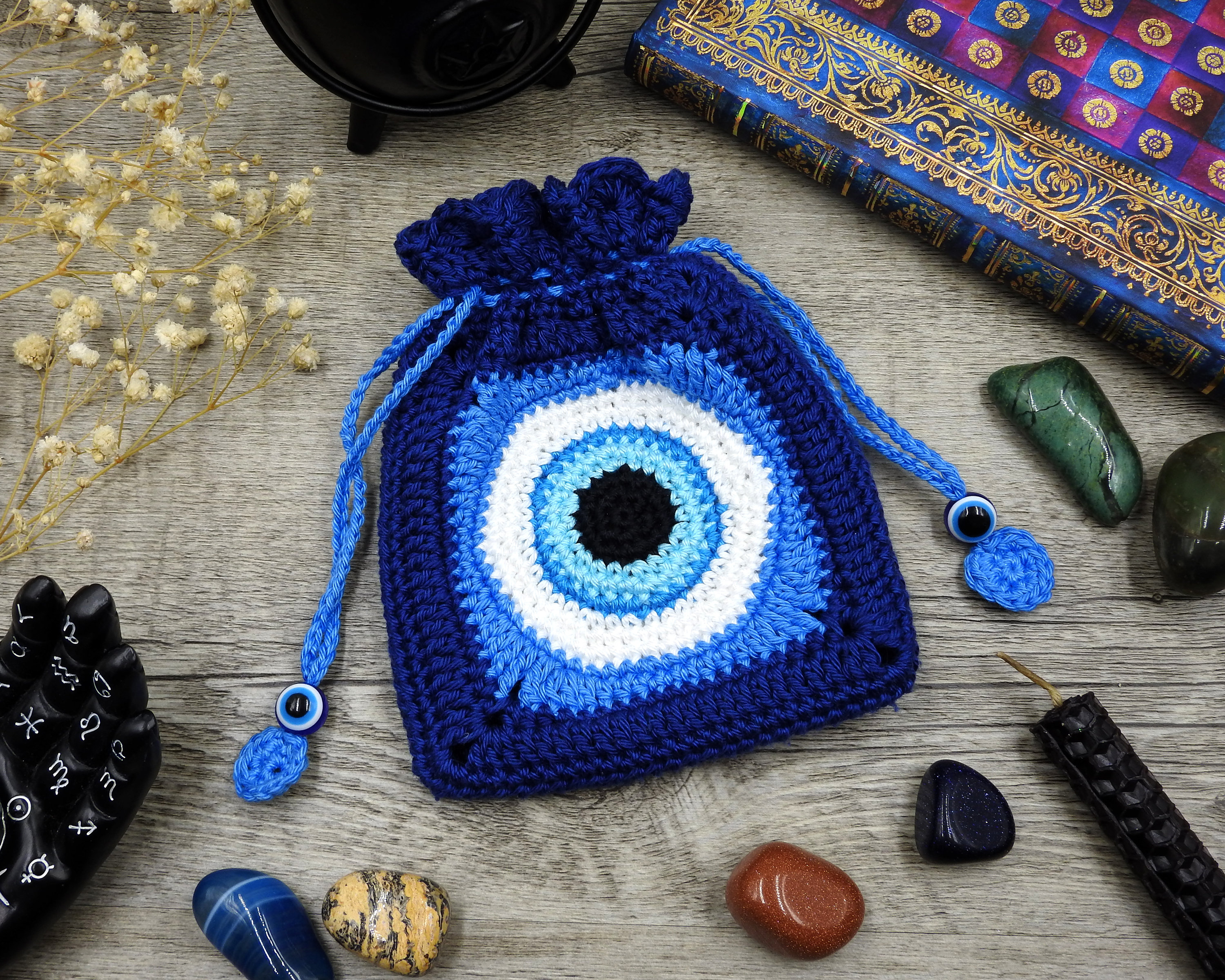 London Kaye Evil Eye Crochet Backpack Evil Eye Crochet Purse Pattern - Digital Download – AstroKnotty main image 3