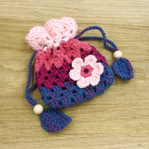Crochet Flower Drawstring Pouch Pattern, Floral Keepsake Bag, Reusable ...