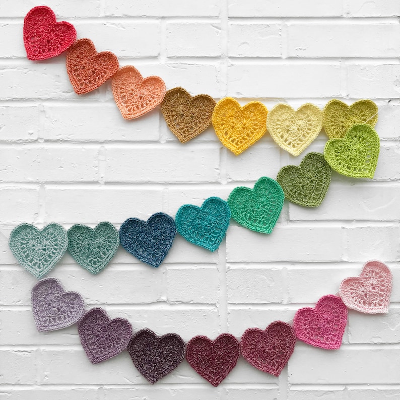 Sweet Little Heart Crochet Pattern, Crochet Heart Applique Embelishment Pattern, Rainbow Baby Hearts Scheepjes Stone Washed Photo Tutorial image 8