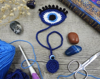Evil Eye Crochet Bookmark Pattern, Eye of Protection, Eye Applique, Crochet Motif, Mystic Spiritual Bookmark PDF Pattern