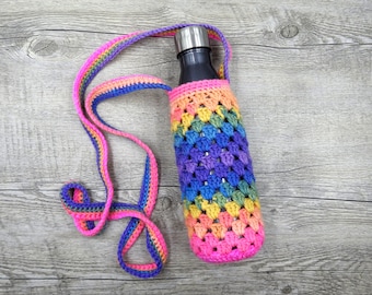 Quick & Easy Crochet Bottle Holder Pattern, Crochet Crossbody Water Bottle Bag, Beginner PDF Photo Tutorial