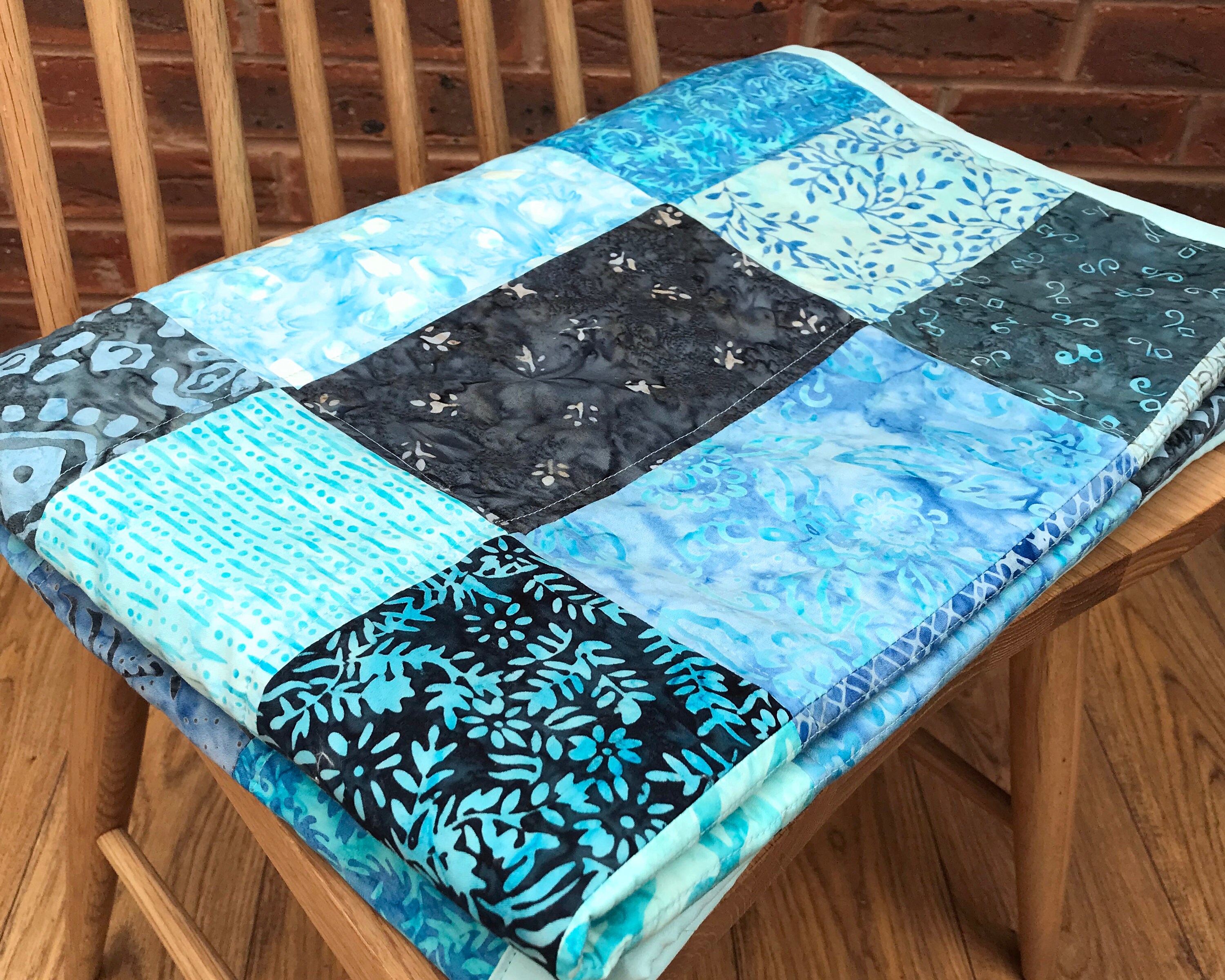Handmade Quilt Blue and Aqua Patchwork Blanket Sweet and Etsy