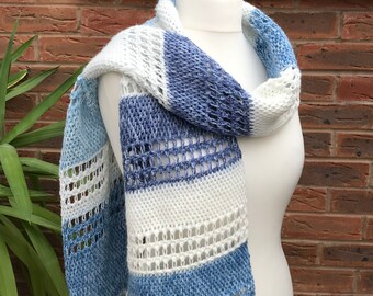Tunisian Crochet Scarf Pattern, Morning Breeze King Cole Harvest Yarn Pattern, Lacy Winter Scarf, Beginner Friendly Tunisian Crochet Pattern