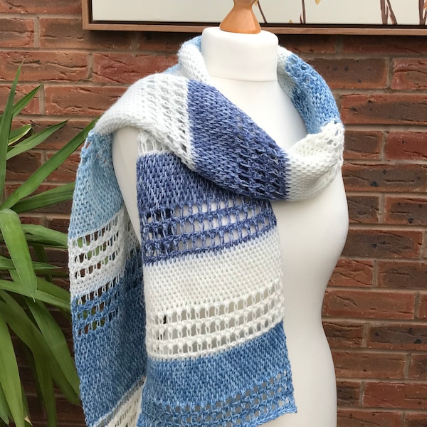 Tunisian Crochet Scarf Pattern, Morning Breeze King Cole Harvest Yarn Pattern, Lacy Winter Scarf, Beginner Friendly Tunisian Crochet Pattern