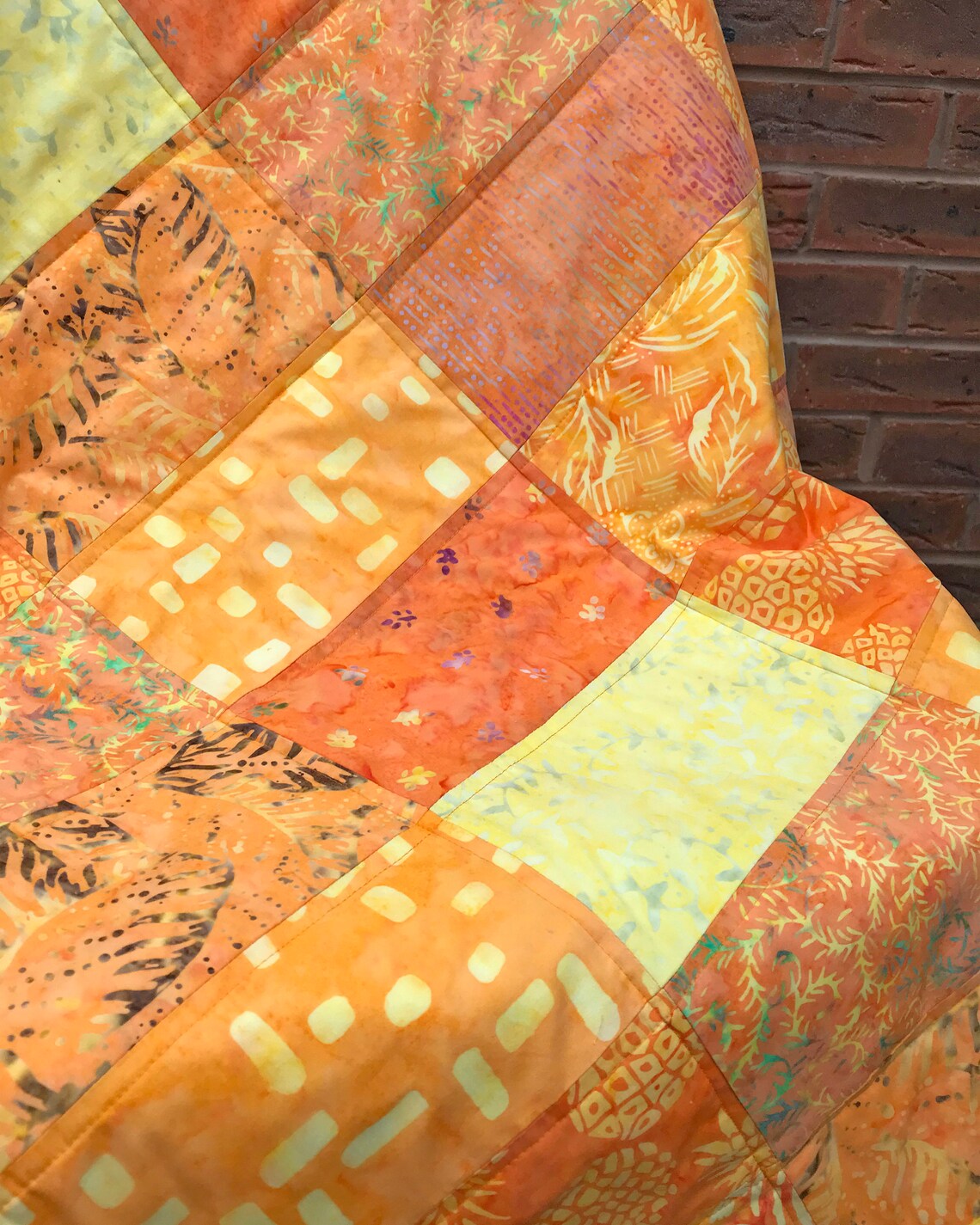 Handmade Quilt Golden Orange and Yellow Patchwork Blanket Etsy