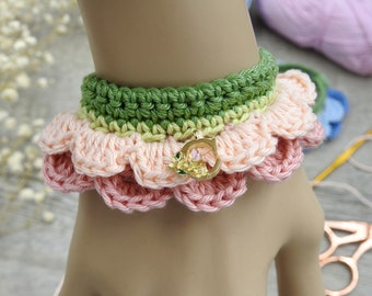 Flower Fairy Crochet Bracelet Pattern, Toddler to Adult Sizes, Cute Costume Accessory, Flower Scheepjes Catona Beginner Friendly PDF Pattern