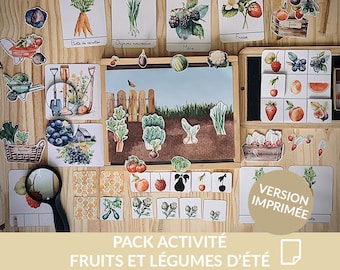 IMPRESSION Activité  fruits et légumes d'été, à recevoir chez vous, activité maternelle et début primaire, IEF, enseignement