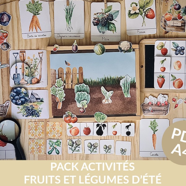 Activité numérique fruits et légumes d'été pdf à imprimer,  pour les enfants d'âge préscolaire, maternelle et pour le début primaire.