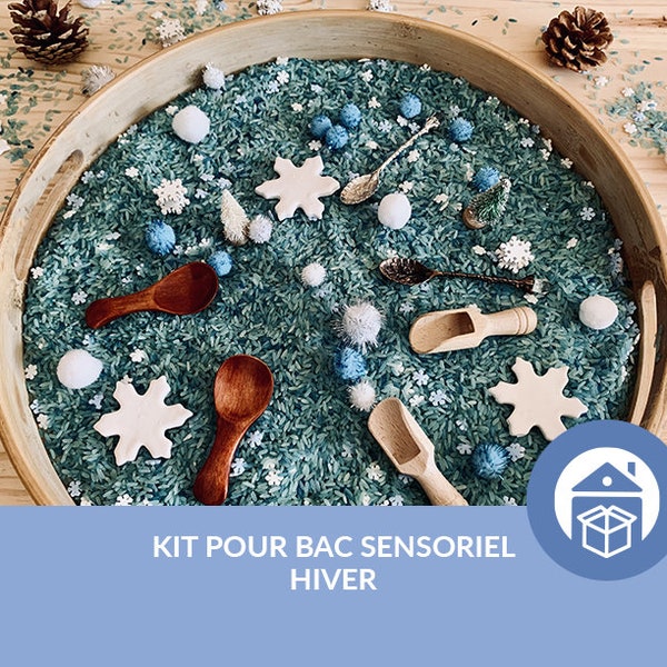 Kit de remplissage pour bac sensoriel de riz, thème hiver, flocons