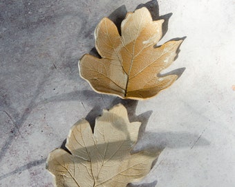 Handmade Ceramics -set of two - Ceramic Leaf Plate - Wedding Favour - Ceramic Plates - Jewelry holder - Ceramic Ring Dish