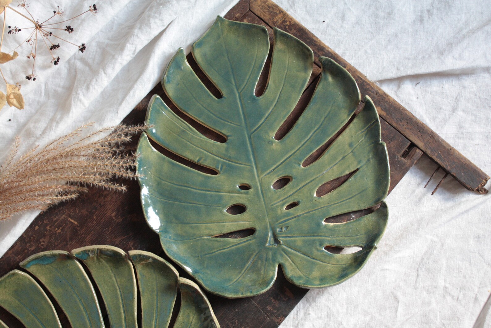 Unique Handmade Monstera Leaf Plate Ceramic Monstera Platter Etsy