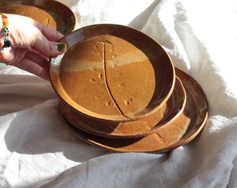 Auburn speckled plates - handmade ceramic plate - organic shaped plate - pottery dish - rustic dessert plate - housewarming gift