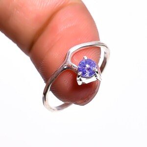 Tanzanite Ring: Sterling Silver Ethnic Style December Birthstone