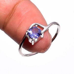 Tanzanite Ring: Sterling Silver Ethnic Style December Birthstone