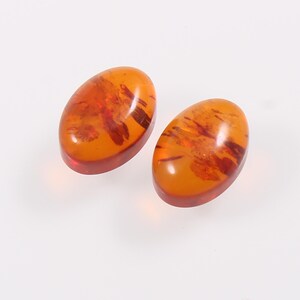 Natural Baltic Amber Pair , Natural Baltic Amber Oval Shape Cabochon Loose Gemstone For Earring 5X7 mm Oval 0.65 cts