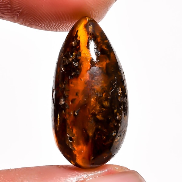 Ambre poire cabochon, 100 % naturel ambre de la Baltique poire cabochon en vrac 7,5 ct. 23X12X10 mm