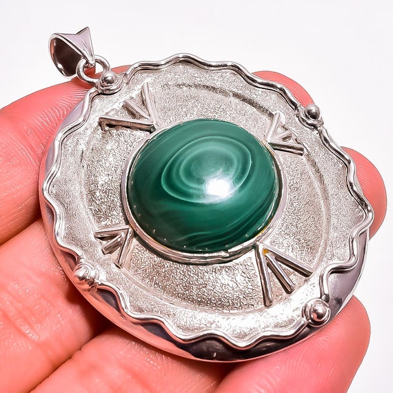 Natural Malachite Gemstone Designer Jewelry 925 Sterling Silver