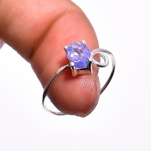 Tanzanite Ring , Natural Tanzanite Oval Gemstone Ethnic Style Handmade Jewelry 925 Sterling Silver Ring US December Birthstone Ring 6.75 US