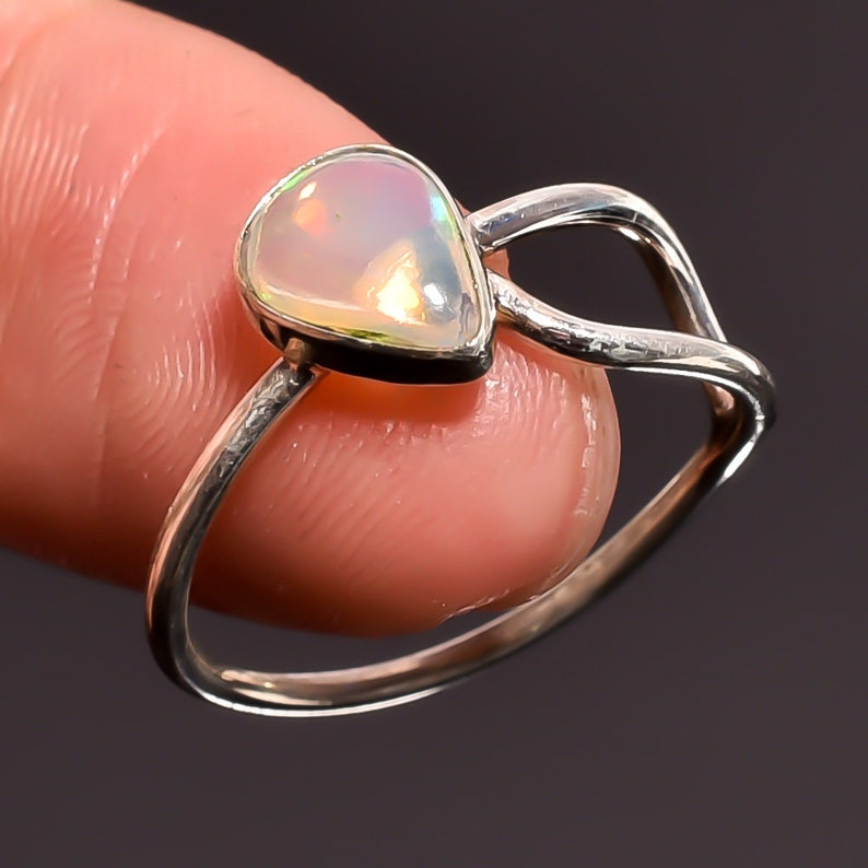 Beautiful Ethiopian Opal Gemstone Jewelry 925 Sterling Silver Ring 5.75 US