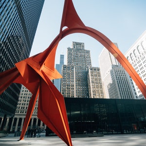 Chicago Photography Fine art Print - The Flamingo Sculpture by Calder - Chicago, Illinois - Multiple Sizes - Photo or Poster