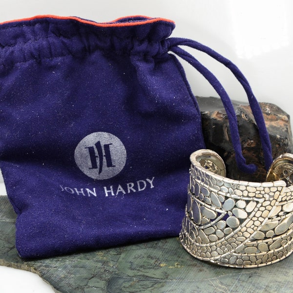 Authentic John Hardy Kali Large Sterling Silver Overlap Cuff Bracelet with JH Pouch - 108.5 grams!