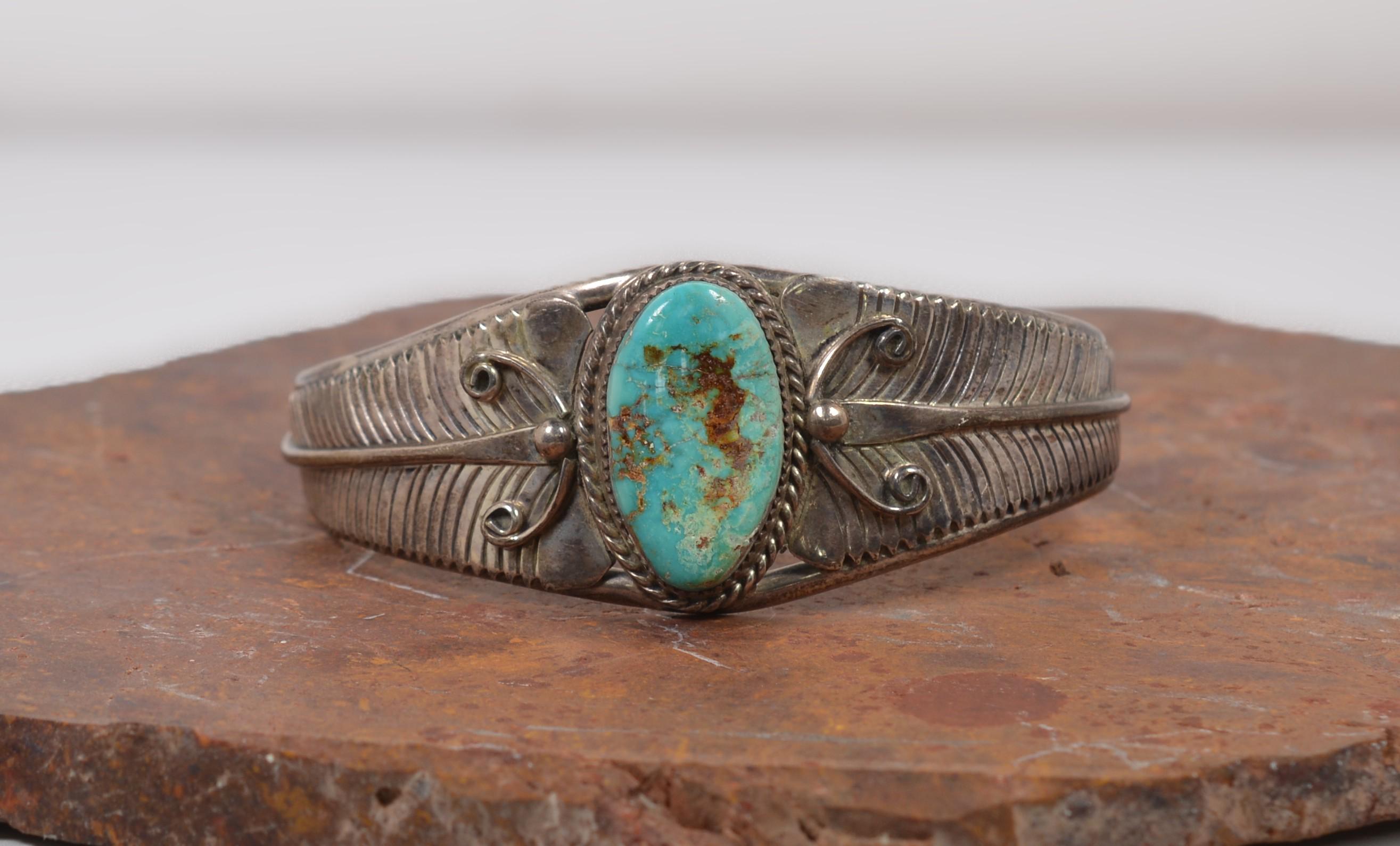 Irene Tsosie Sterling Silver & Turquoise Cuff Bracelet – Navajo