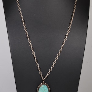 Vintage Navajo Sterling Silver & Turquoise Pendant Necklace – Southwestern Handmade Jewelry