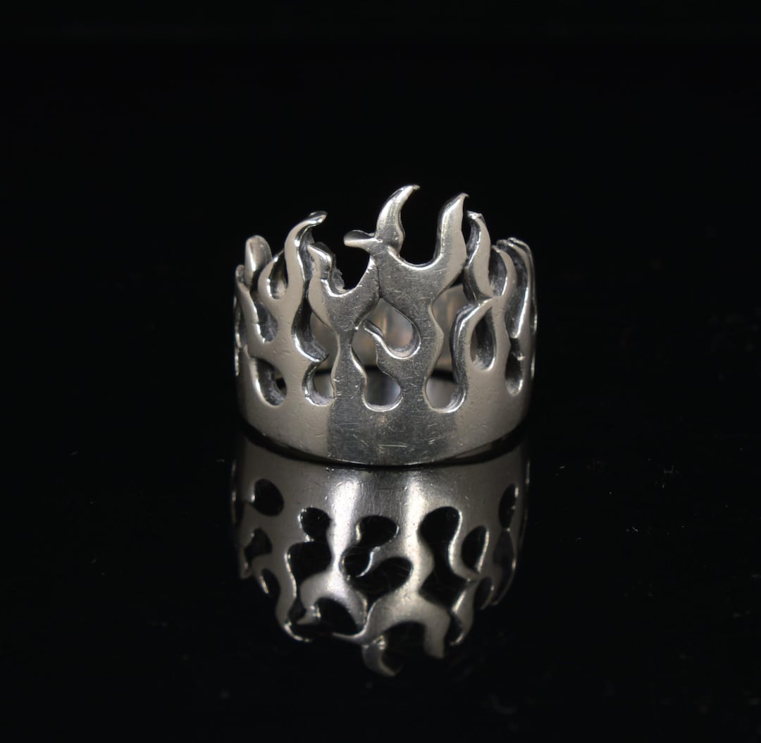 Nino925 Sterling Silver Flames Ring – Bold Openwork Flame Design US 12 ...