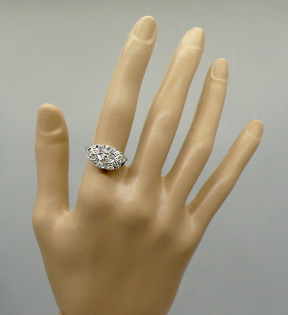 Vintage 14kt White Gold Lady's Diamond "EYE" Ring - image 2