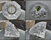 Waterford Crystal Diamond Shaped Quartz Desk-Top, Paper-Weight Clock (Preowned Clock is Running)