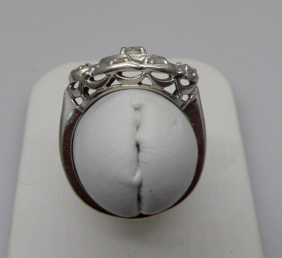 Vintage 14kt White Gold Lady's Diamond "EYE" Ring - image 6