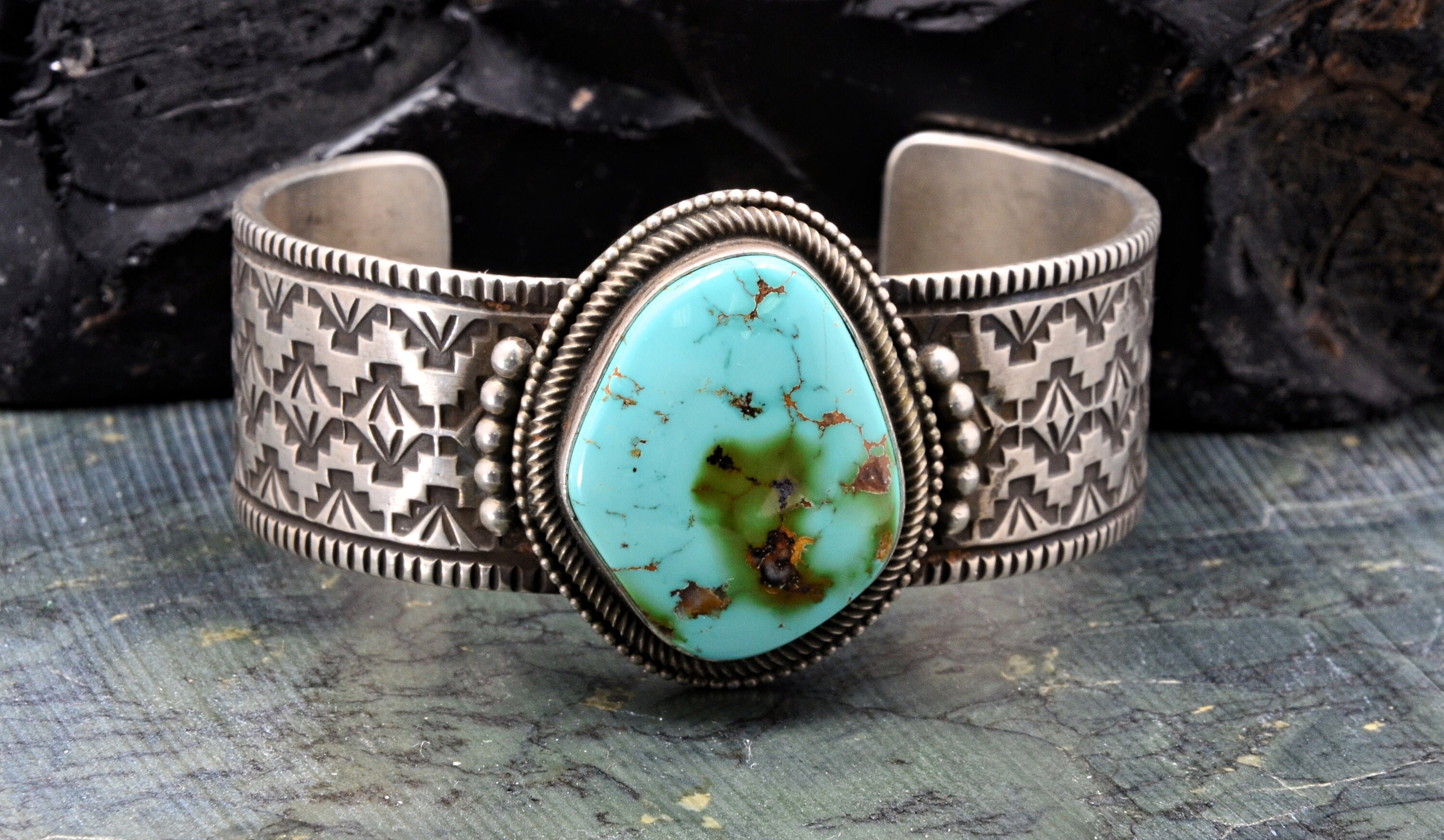 Lightning Bolt Advanced Native American Jewelry Silver Work Navajo Turquoise Bracelet Lightning Bolt Advanced Native American Jewelry Silver Work Navajo Turquoise Bracelet
