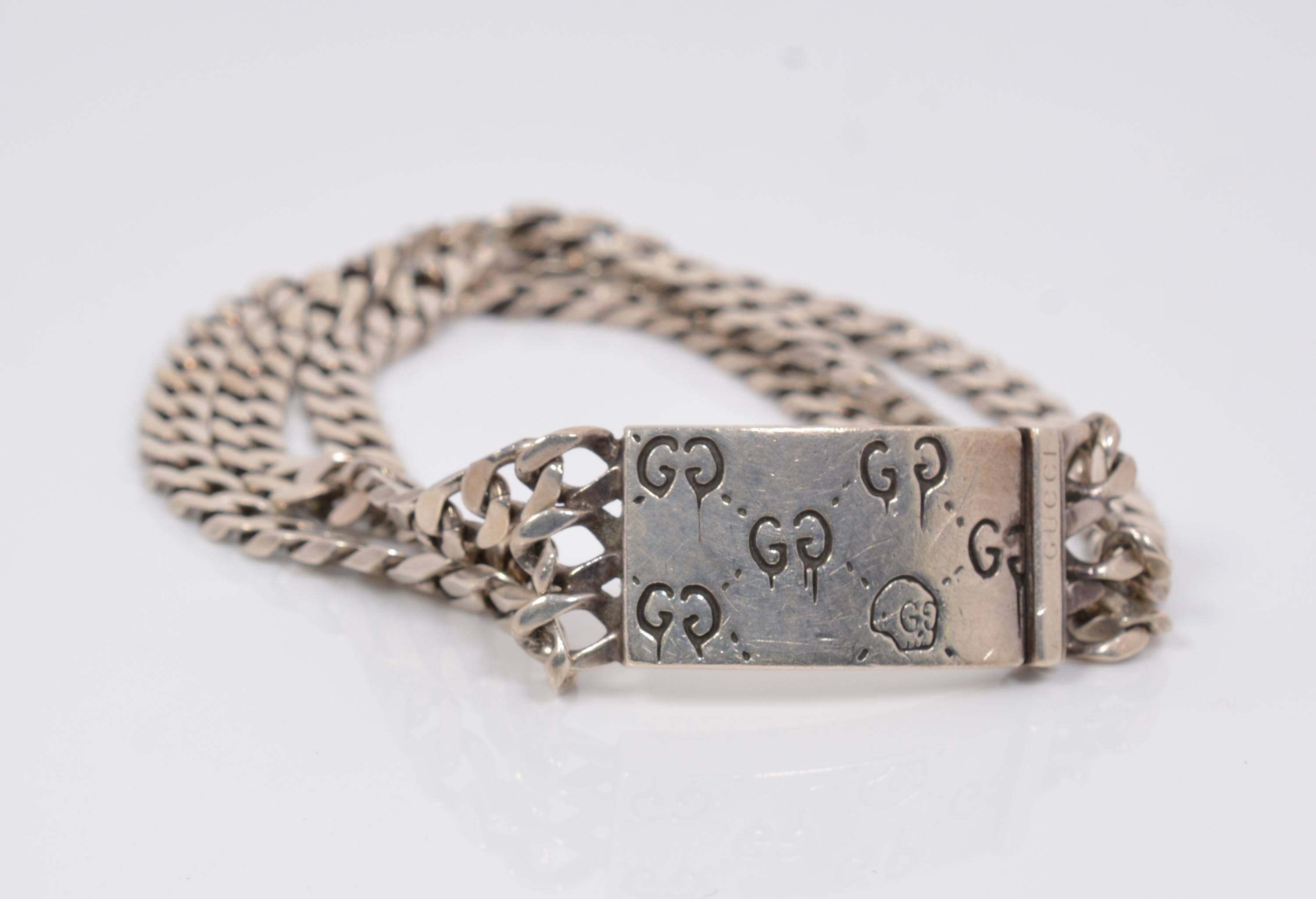 Gucci Ghost Sterling Silver Multi-chain Bracelet – GG Motif - Etsy
