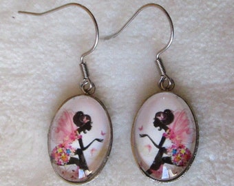 fairy woman oval earrings